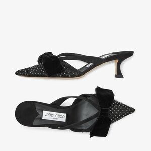 JIMMY CHOO Flaca Mule 50 Crystal kitten Heels